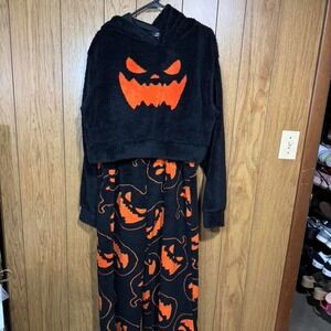 Black and orange Halloween Sherpa pajama set Size‎ XXL NWT